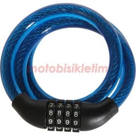 Resim Motobisikletim Bisiklet Şifreli Halat Kilit 12X80 [4 Haneli - Değişebilir Şifre] 