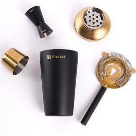 Resim Vosco VSCG-3 3 Parça Golden Bar Kokteyl Seti, Siyah 