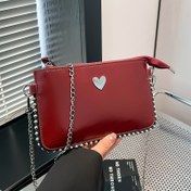 Resim Sevgililer Günü Hediyesi Omuz Çantaları Kadınlar İçin Boncuk İşlemeli El Çantası Bordo PU Cep Telefonu Cüzdanları Moda Çapraz Çanta Postacı Çantası Tatil, seyahat, alışveriş ve alışveriş için uygundur 