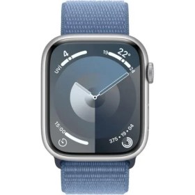 Resim Apple Watch Series 9 GPS 45mm Gümüş Rengi Alüminyum Kasa ve Buz Mavisi Spor Loop Kordon Akıllı Saat(İthalatçı Garantili) 