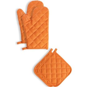 Resim Yanmaz Ve Isıya Dayanıklı Fırın Eldiveni Ve Tutacak 2 Eldiven, 2 Tutacak Turuncu 
