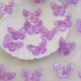 Resim 50 Adet Kelebek Boncuk Plastik Takılar DIY Takı Yapımı, Saç Aksesuarları ve Cep Telefonu Zincirleri İçin - Çok Renkli 3D Kelebek El Yapımı Boncuklar 