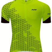 Resim MOXILYN Erkekler için Hızlı Kuruyan Atletik Bisiklet Forması - Kısa Kollu, Nem Çeken, Nefes Alabilen Polyester, Geometrik Desen, Fermuarlı Tasarım Bisiklet ve Dış Mekan Sporları için, MOXILYN 