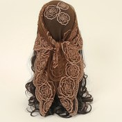Resim 80.01cm Dantel Çiçek Nakışlı Bandana Zarif Nefes Alabilen Kare Şal Boho Şal Açık Hava Rüzgar Geçirmez Baş Sarma Aksesuarları 