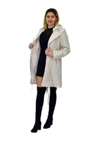 Resim Kadın Pıtırcık Uzun Kaşe Kaban Bgl-st04122 Krem 