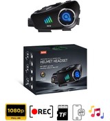 Resim Q28 Motosiklet Kask Bluetooth Kulaklık 1080p Kamera Interkom Kula 