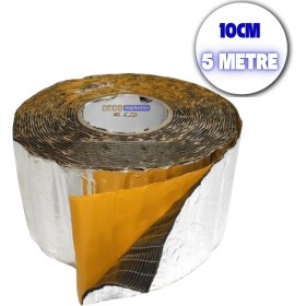 Resim Araç Oto Ses Isı Yalıtım Bandı 3mm x 10CM x 5metre Alüminyum Folyolu Kauçuk Bant Izolasyon Malzemesi 