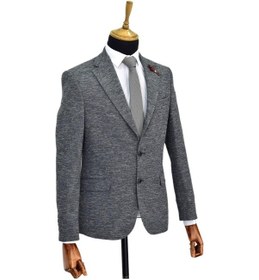Resim Erkek Tek Spor Ceket Çift Yırtmaçlı Bgl-st03972 Koyu Gri 