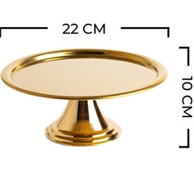 Resim 2'li Gold Yuvarlak, Ayaklı Şık Kek, Pasta, Kurabiye Ve Tatlı Servis Sunum Standı Gold 