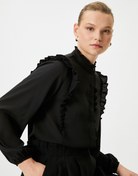 Resim Şifon Gömlek Balon Kollu Fırfırlı Düğmeli Regular Fit 