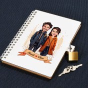 Resim Eylül Ayında Aşk Karikatürlü Kilitli Defter 