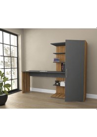 Resim Bicabin Bicabin Narin Raflı Dolaplı Çalışma Masası Antrasit/Garda Antrasit 