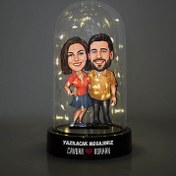Resim Her Zaman Aşkla Karikatürlü Işıklı Fanus Biblo 