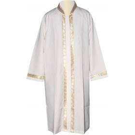 Resim BERAT Cübbe. İmam Cübbesi. Namaz Elbisesi. Namaz Cübbesi. Cami Cübbesi. Sırmalı Model. Beyaz Renk.4 Numara 