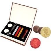 Resim Xindoker "vintage Mühür Seti - Ahşap Saplı, Pirinç Başlı, 6 Mum Çubuklu, Hediye Paketleme Ve Davetiyeler İçin" 