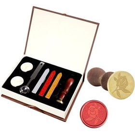 Resim Xindoker "vintage Mühür Seti - Ahşap Saplı, Pirinç Başlı, 6 Mum Çubuklu, Hediye Paketleme Ve Davetiyeler İçin" 