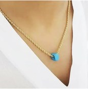 Resim Altın Kaplama Burgu Zincirli Nazar Boncuklu 60 Cm Kadın Kolye Çok Renkli 