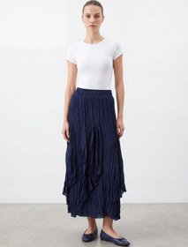 Resim Puane Kadın Kat Kat Volanlı Uzun Etek - 26S-18299ETK - NAVY 