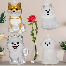 Resim Sevimli Köpek Saç Depolama Şişesi - Akrilik Şeffaf Evcil Hayvan Anı Organizatörü Anahtarlık ile, Dayanıklı Plastik Koleksiyonculuk Köpek Severler için, Ev Dekoru ve Hediye, Köpek Saç Organizatörü, Dekoratif Anahtarlık, Parlak Kaplama 