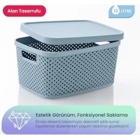 Resim Karokstore Life Serisi Saklama Kutusu 13 Litre – Desenli Kapaklı, Geniş Hacimli ve Şık 