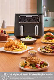 Resim Karaca Air Pro Cook Duo Köz Xxxl 4+4 Litre Airfryer Ruby 8 Kişilik 