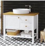 Resim Denko Smarto 95 Cm Mdf Beyaz Banyo Dolabı Alt Modül Ve Lavabo Beyaz 