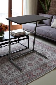 Resim Yükseklik Ayarlı Çok Amaçlı Zigon Fonksiyonel Laptop Sehpası - Siyah 