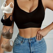 Resim 4 adet Kadın Dikişsiz Sütyen Seti Geniş Askı ve Dahili Sütyen ile, Rahat Geniş Askı, Yumuşak Destek, Alt Çelik Yok, Günlük İç Çamaşırı, Geniş Askılı Sütyen, Rahat Alt Çelik Yok 