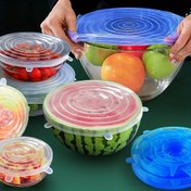 Resim 6 adet Silikon Streç Kapak, Kaplara Uygun 6 Farklı Boyutta Yeniden Kullanılabilir Dayanıklı Gıda Saklama Kapakları, Bulaşık Makinesi ve Buzdolabı Güvenliği, Mutfak Malzemeleri 
