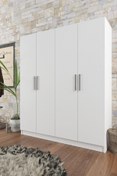 Resim Aeka Ae-1059 Milano Beyaz 4 Kapaklı Gardırop 11 Raflı 2 Askılıklı Beyaz 