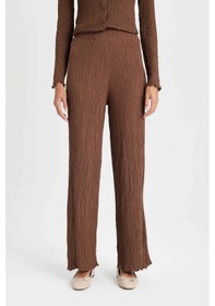 Resim Defacto Regular Fit Beli Lastikli Basic Düz Bürümcük Pantolon D4415AX24AUBN254 Kahve 