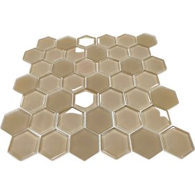 Resim Mutfak Tezgah Arası, Havuz, Banyo, Sauna, Spa, Iç ve Dış Dekorasyonda Tüm Yüzeyler Için, 48X6MM. Hegzagonal Vizon, 30X30CM. Fileli Kristal Cam Mozaik. (11 File Karo = 1 M2 Fiyatıdır ) 