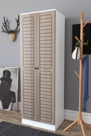 Resim Remaks Fuga 2 Kapaklı Elbise Dolabı - Beyaz Gövde Cordoba Kapak 