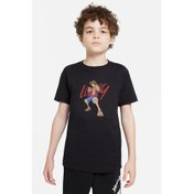 Resim Anime Onepiece Luffy Baskılı Unisex Çocuk Siyah T-Shirt 