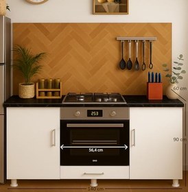 Resim Ankastre Fırın Ve Ocak Dolabı, Set Üstü Ocak Dolabı, Çok Amaçlı Dolap, Hazır Mutfak Modülü (BENDİR-BEYAZ, 90Y*60D*140G) 