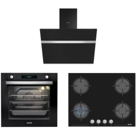 Resim Simfer 8 Fonksiyon 80 Lt Xxl Siyah Multi Turbo Dijital Ankastre Set ( 7381 Fırın 3653 Ocak 8611 Davl 