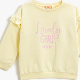 Resim Kız Bebek Baskılı Fırfırlı Sweatshirt Pamuklu 