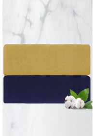 Resim 2 Li Lüks El Yüz Havlu Seti 50x90 Cm %100 Pamuklu Gramajlı Bejra Lacivert 