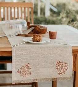 Resim Coral Printed Jute Runner 