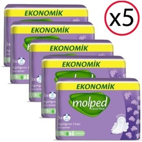 Resim Molped Eko Kanatlı Normal Hijyenik Ped 20 Li 5 Adet 