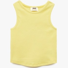 Resim Koton Pamuklu Kolsuz Bisiklet Yaka Basic Crop Atlet Sarı 5skg30029ak Sarı 