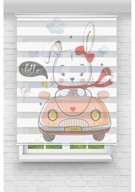 Resim Perdecizade Enxboy Arabalı Tavşan Dijital Baskılı Zebra Perde-cocuk Odası-stor Perde Pz-717 Renkli 