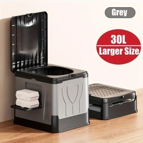 Resim Chuangyinshop Gri Taşınabilir Kamp Tuvaleti Büyük Boy Kapaklı Katlanır Yetişkin Komod Rv Plaj Tekne 