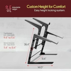 Resim PLPTS38 Dizüstü Bilgisayar Standı, Ayarlanabilir Yükseklik, Ergonomik Tasarım, Kaymaz Dişler, Dj Mikseri, Ses Cihazları, Iş Istasyonu, Oyun ve Ev Için 