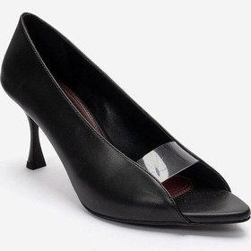 Resim Luvishoes Varelıa Siyah Cilt Şeffaf Bantlı Kadın Topuklu Ayakkabı 