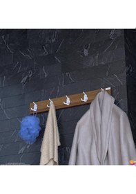 Resim Modilayn Arı 9 Kancalı Banyo Askısı 3' Lü Set 36,4x9,6 Cm Şık Tasarım Ekstra Düzen Ve Yer Tasarrufu Koyu Ceviz 