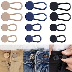 Resim 12 Adet Dikimsiz Ayarlanabilir Bel Genişletici - Kot Pantolonlar, Pantolonlar için Plastik Düğme Genişleticiler - Kolay Uyum Unisex Pantolon Bel Beden Ayarlayıcı - 2,54-3,56 cm Genişlemeye Uyar 