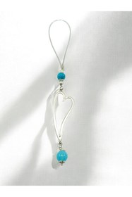 Resim biuti Turkuaz Taşlı Metal Kalp Araba Dikiz Ayna Süsü, Kalpli Lüks Yeni Araba 