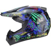Resim 1pc Genç Tam Yüz Motorlu Bisiklet Kaskı, ABS Malzeme, Off-Road ATV Kaskı, Aksesuarlar Dahil Değil 