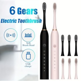 Resim Yetişkinler için Süper Beyazlatma Serisi Sonic Elektrikli Diş Fırçası - 4 Fırça Kafa ile Bir Set ve USB Şarj Edilebilir Sonic Diş Fırçası, Hassas Diş Eti ve Dişler için Yumuşak Fırça ile Uygun - 6 Akıllı Mod. 